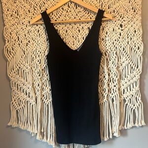 Michael Stars Black V-Neck Cotton Nylon Tank Top Shirt